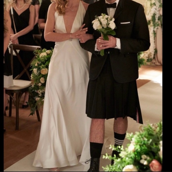 Michael Lo Sordo Alexandra Silk Wedding  Maxi Dress Ivory Size 12 - Picture 7 of 16